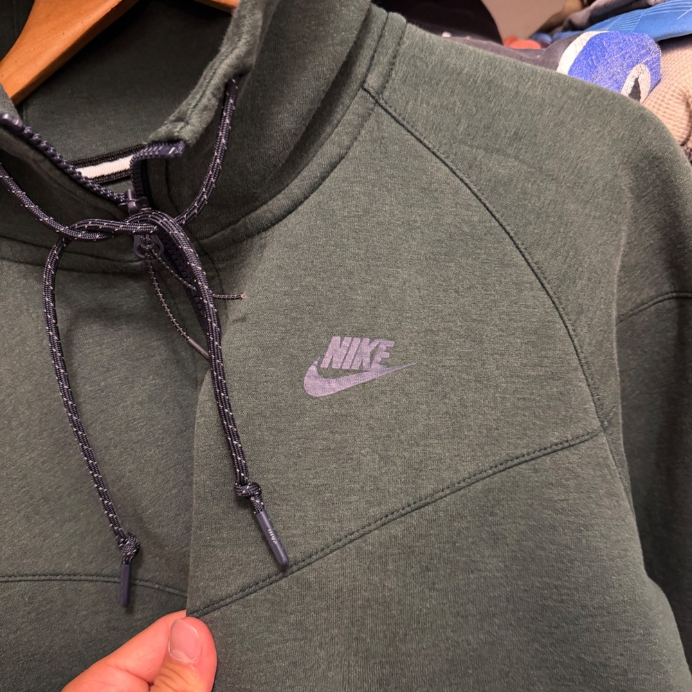Nike Tech Zip Up Hoodie Mens Large Green Fleece Sportswear Jacket Basketball - Picture 3 of 8